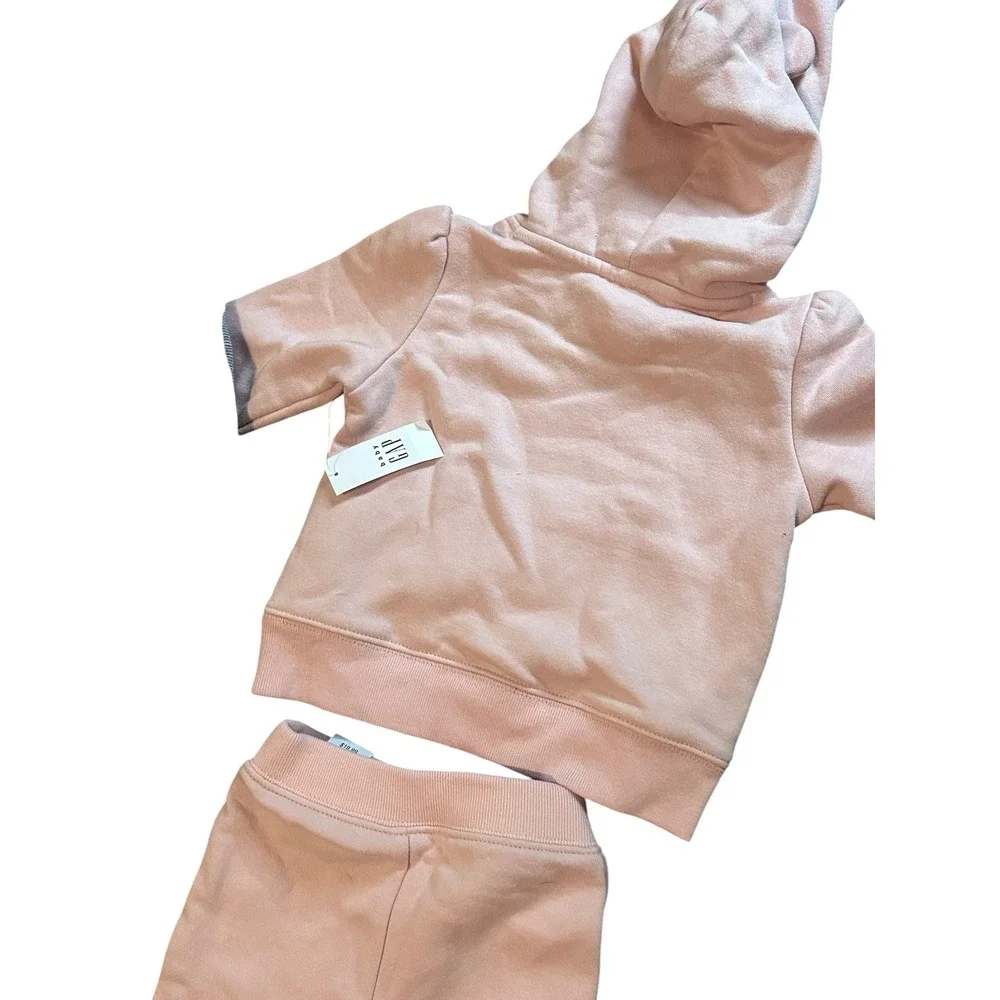 Baby Girl Gap Pink‎ Hoodie Jogger & Vitamins Kids Gray Ruffle Star Tracksuit Set